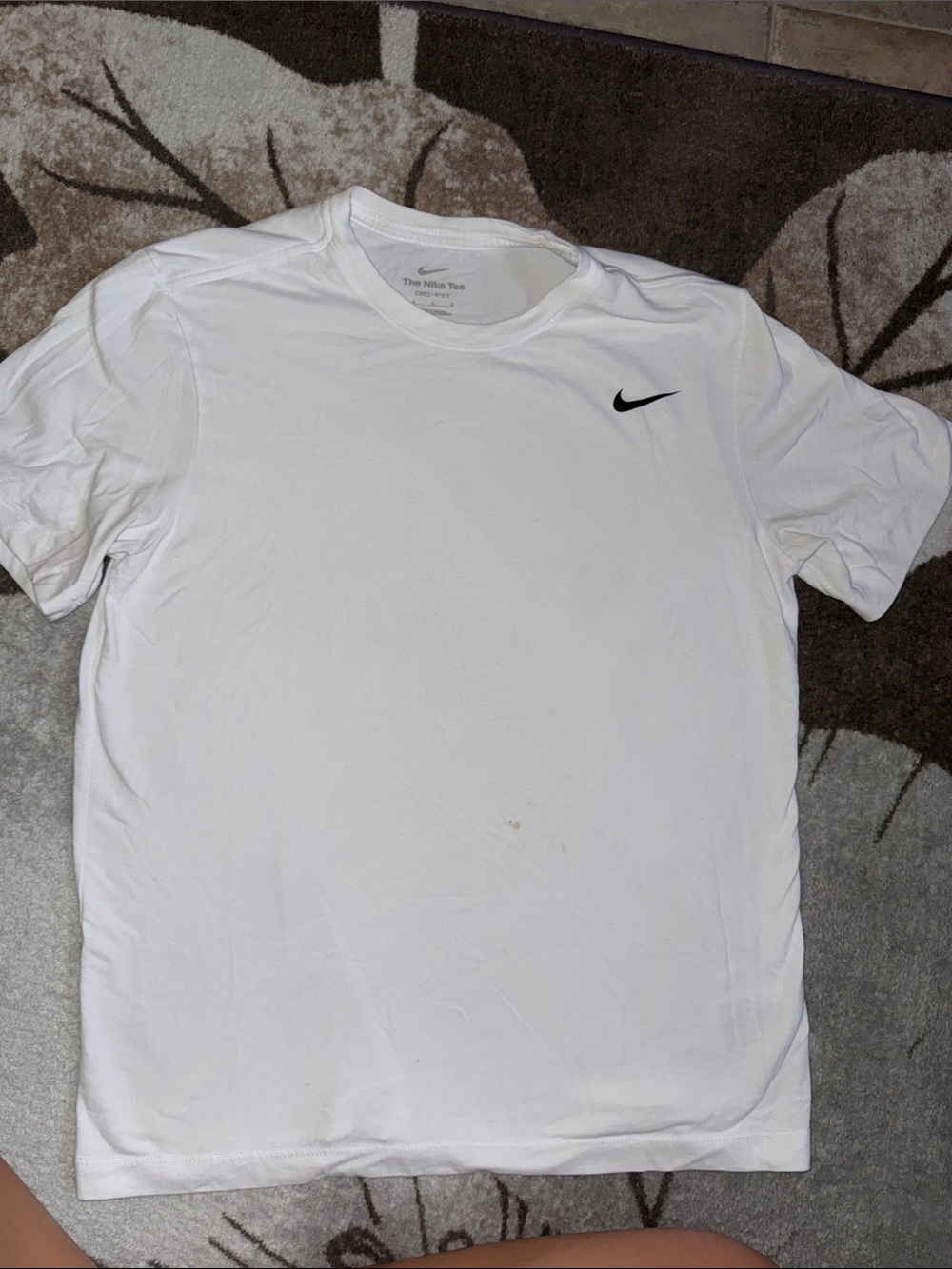 Nike White Short Sleeve Dri-FIT Tee with Black Swoosh